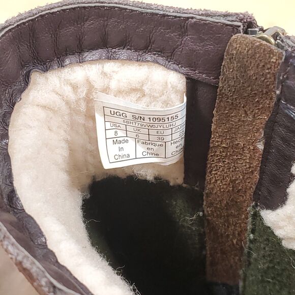 Ugg Lorna Boots Brown Women's Sz 8 Waterproof Biker Bootie Leather Riding-Snow - Picture 9 of 13